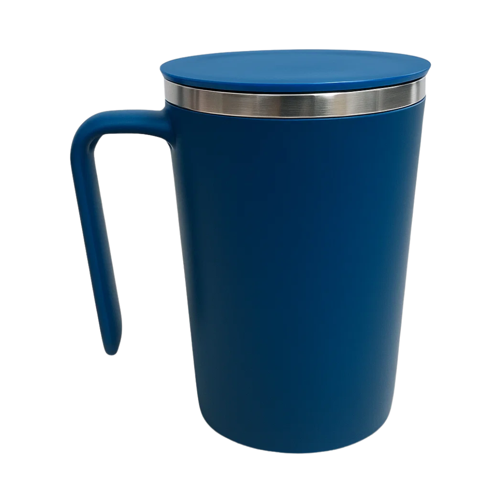 [P252006] TAZA, ACERO INOXIDABLE, AZUL OSCURO, 12.5x9x13. 5cm cm, 400 ML DOBLE PARED CON AGITADOR MAGNÉTICO