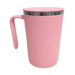 TAZA, ACERO INOXIDABLE, ROSADO, 12.5x9x13. 5cm cm, 400 ML DOBLE PARED CON AGITADOR MAGNÉTICO