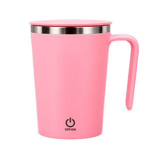 TAZA, ACERO INOXIDABLE, ROSADO, 12.5x9x13. 5cm cm, 400 ML DOBLE PARED CON AGITADOR MAGNÉTICO