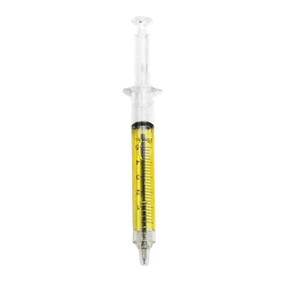 LAPICERO, PLÁSTICO, AMARILLO, 14 cm, forma de jeringa