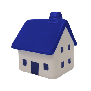 ANTIESTRES, PU, AZUL, 7*7*8 cm, FORMA DE CASA CON CHIMENEA