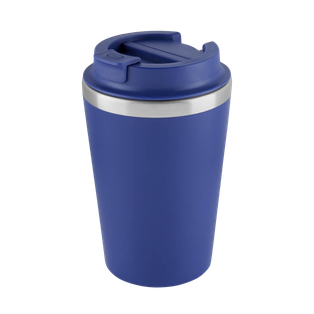 VASO, ACERO INOXIDABLE, AZUL OSCURO, 350 ml, MIAMI DOBLE PARED EXTERIOR PLÁSTICO CON TAPADERA