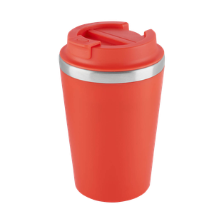 VASO, ACERO INOXIDABLE, ROJO, 350 ml, MIAMI DOBLE PARED EXTERIOR PLÁSTICO CON TAPADERA