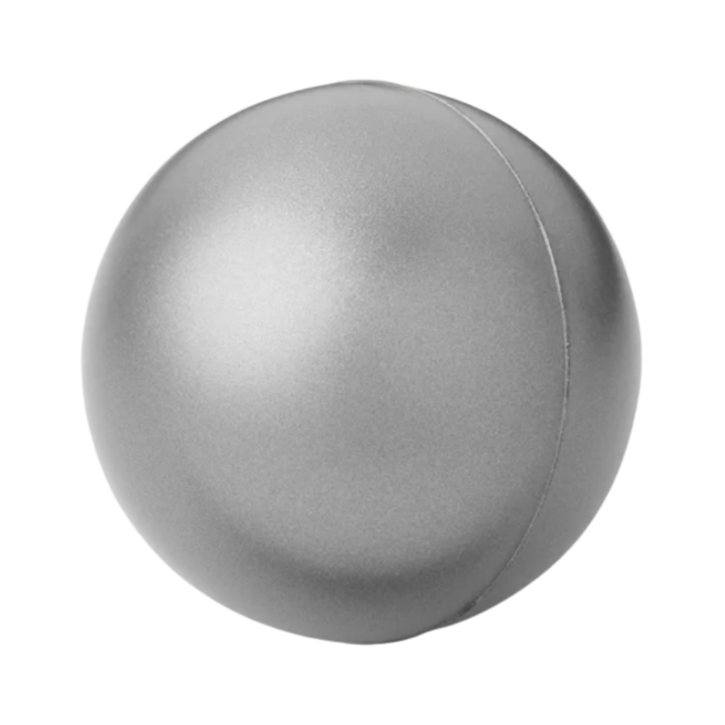 [P299039] ANTIESTRES, POLIURETANO, PLATEADO, 6.3 cm, FORMA DE PELOTA