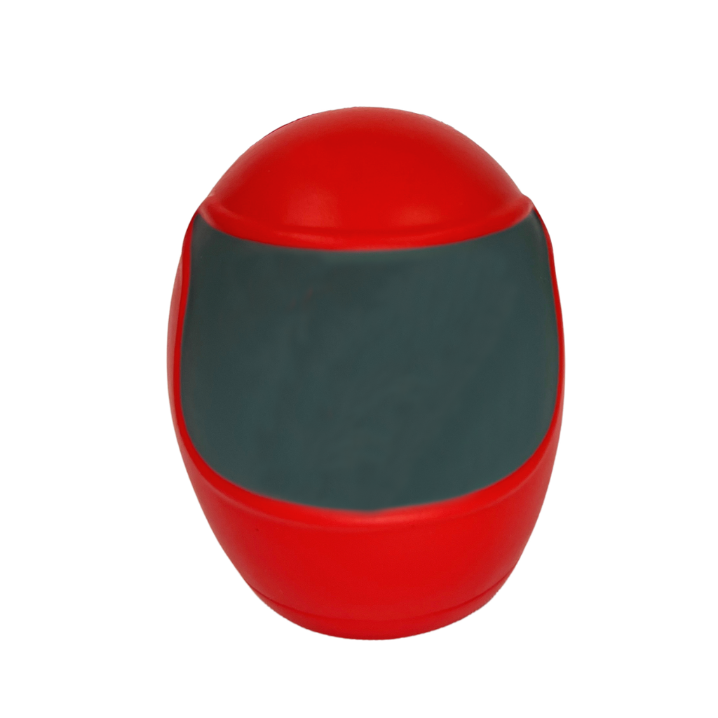 [P299050] Antiestrés Poliuretano  rojo 8.3*6.9*4.6 forma de casco de moto visor gris