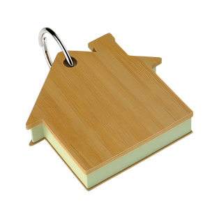 Libreta, bambú, natural, 80 hojas con forma de casa