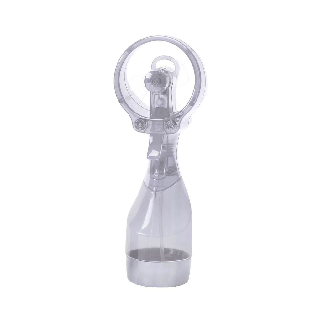 [P280834] Ventilador, plástico, transparente, Mist con spray manual y cinta para colgar