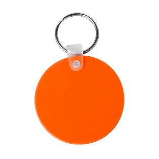llavero redondo, pvc, anaranjado, 5*0.3 centimetros, de grosor