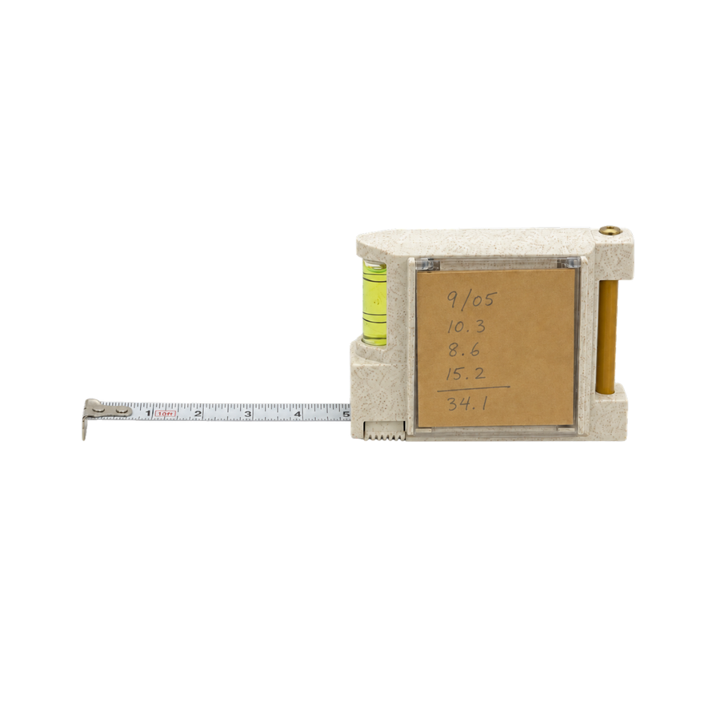 [P299070] Metro, fibra de trigo, beige, 8*6*2.2 cm, con nivel, lápiz y  block de notas