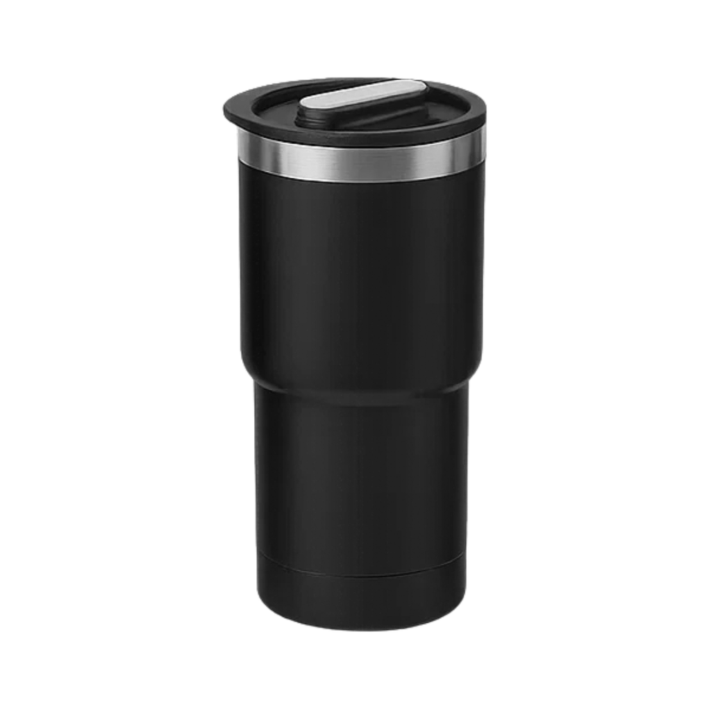 [P299079] Vaso, acero inoxidable, negro, 530ml, Selene  18*8.8 cm doble pared top de bambú