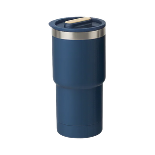 Vaso, acero inoxidable, azul oscuro, 530ml, Selene  18*8.8 cm doble pared top de bambú