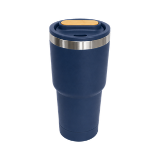 Vaso, acero inoxidable, azul oscuro, 530ml, Selene  18*8.8 cm doble pared top de bambú