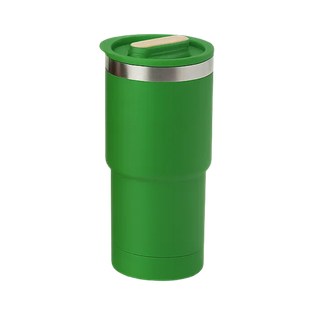 Vaso, acero inoxidable, verde, 530ml, Selene  18*8.8 cm doble pared top de bambú