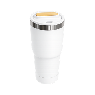Vaso, acero inoxidable, blanco, 530ml, Selene  18*8.8 cm doble pared top de bambú