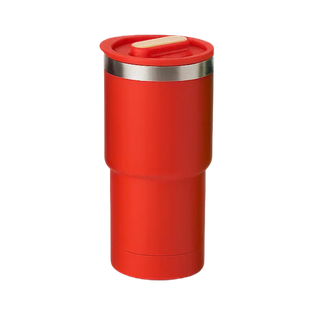 Vaso, acero inoxidable, rojo, 530ml, Selene  18*8.8 cm doble pared top de bambú