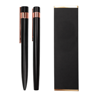 Lapicero, metal, negro, 17,4 x 5,3 x 2,3 cm, set 2 pcs clip gold rose