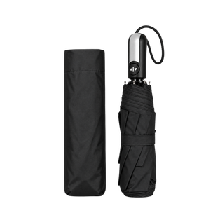 Sombrilla, poliester, negro, 21", de mano full automática 8 páneles mango placa metálica bolsa de tela