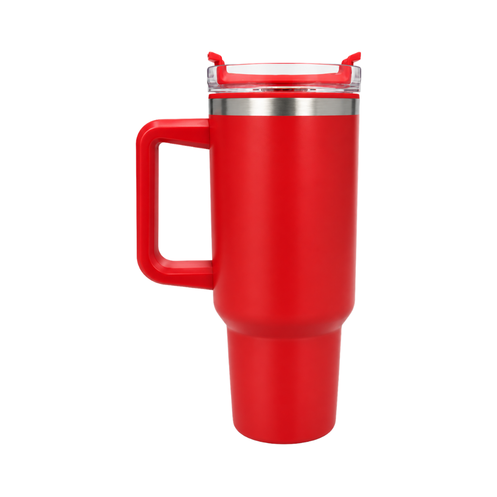 [P296091] Taza, Acero Inoxidable, rojo mate, 40 oz, Bold doble pared con pajilla
