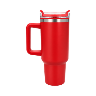 Taza, Acero Inoxidable, rojo mate, 40 oz, Bold doble pared con pajilla