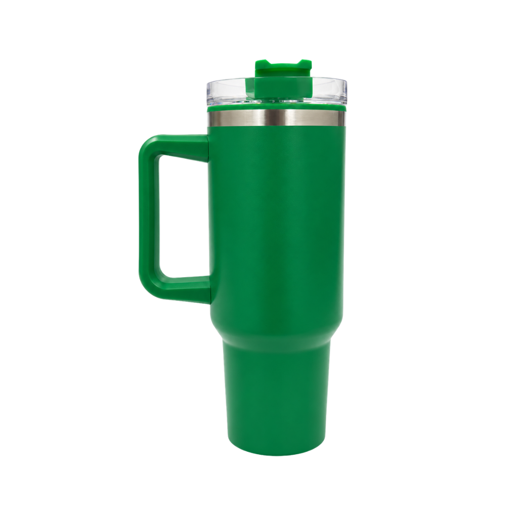 [P296095] Taza, Acero Inoxidable, verde mate, 40 oz, Bold doble pared con pajilla