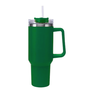 Taza, Acero Inoxidable, verde mate, 40 oz, Bold doble pared con pajilla