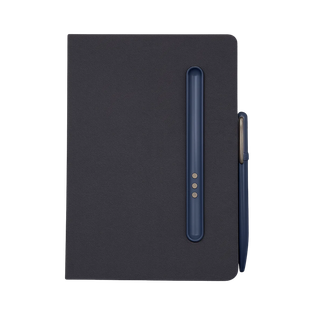 Libreta, RPET, azul oscuro, A5, Magnum 80 hojas con lapicero magnético pasta doblable tipo posacelular