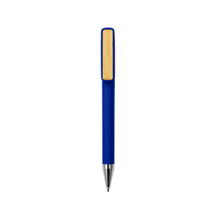 Lapicero, plástico, azul reflex, Nez clip de bambú