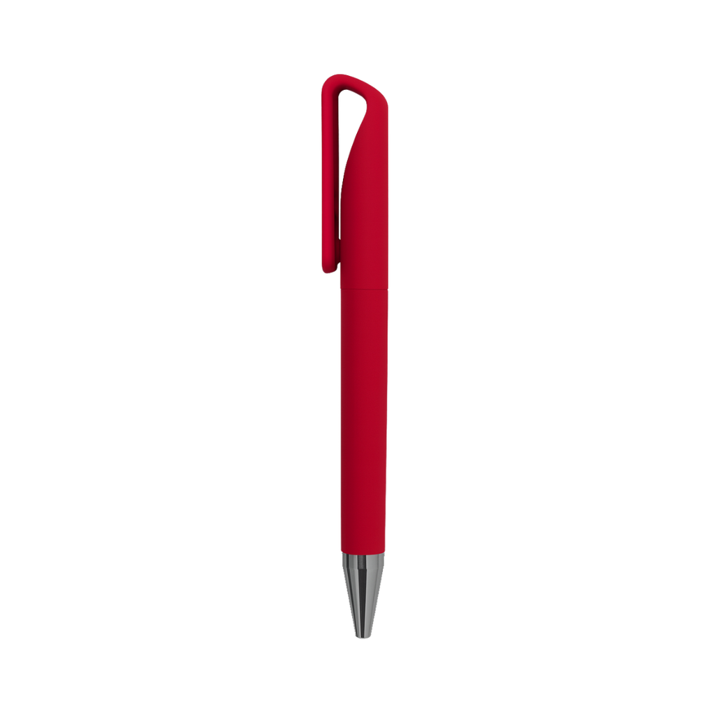 [P299109] Lapicero, plástico, rojo, Nez clip de bambú