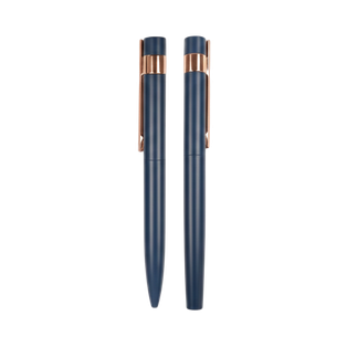 Lapicero, metal, azul oscuro, Brass set de 2 pcs en caja