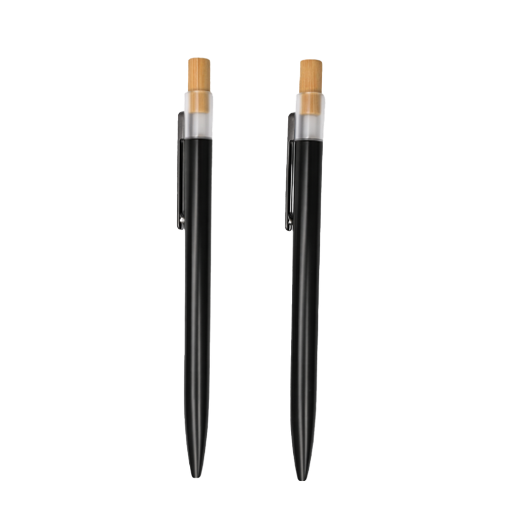 [P299117] Lapicero, aluminio, negro, Inked Set de 2 pcs botón de bambú en caja