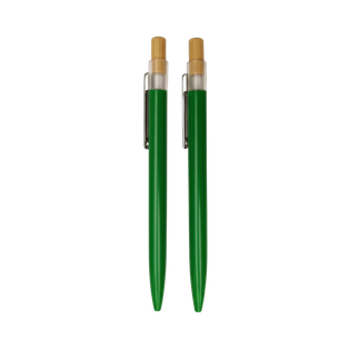 Lapicero, aluminio, verde, Inked Set de 2 pcs botón de bambú en caja