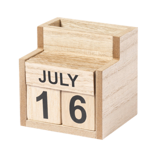 Lapicero calendario perpetuo,  MDF, 7.4 x 7.5 x 6.6 cm