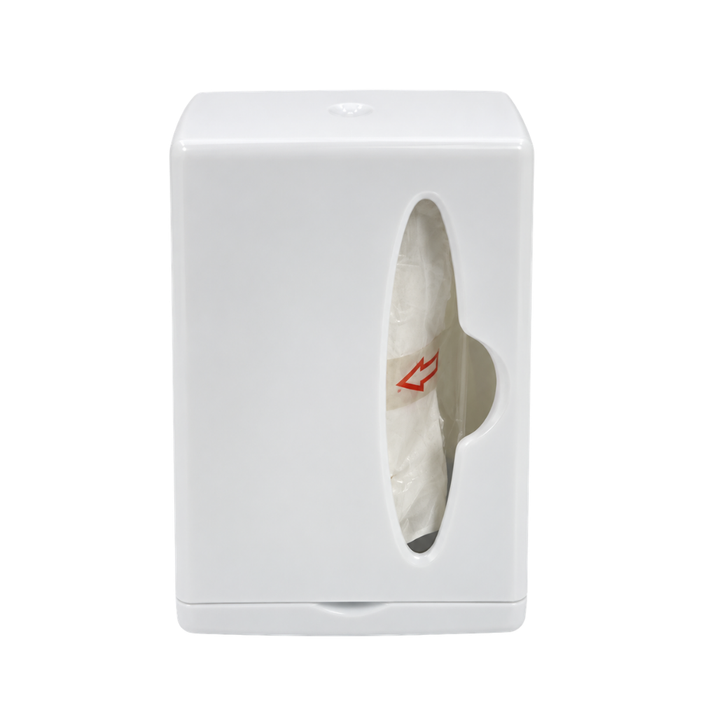 [P299141] Dispensador de bolsas con clip para ajuste, plastico, 5 x 7.6 x 3.2 cm . Incluye 15 bolsas, Blanco