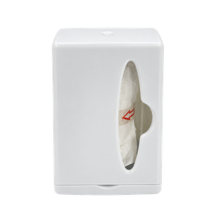Dispensador de bolsas con clip para ajuste, plastico, 5 x 7.6 x 3.2 cm . Incluye 15 bolsas, Blanco
