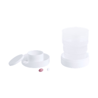 Vaso Plegable con pastillero, plastico, 220 ml, Blanco
