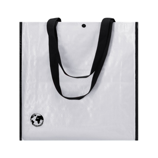 Bolsa Reutilizable, Biodegradable, fuelle reforzado con ribetes y cierre de corchete,  38 x 38 x 12.5 cm, Blanco