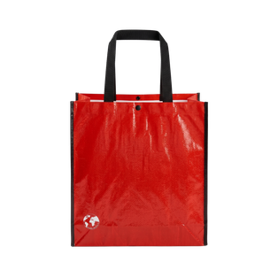 Bolsa Reutilizable, Biodegradable, fuelle reforzado con ribetes y cierre de corchete,  38 x 38 x 12.5 cm, Rojo