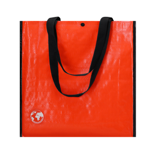 Bolsa Reutilizable, Biodegradable, fuelle reforzado con ribetes y cierre de corchete,  38 x 38 x 12.5 cm, Rojo