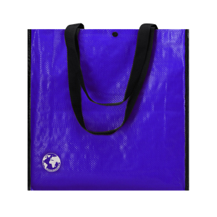 Bolsa Reutilizable, Biodegradable, fuelle reforzado con ribetes y cierre de corchete,  38 x 38 x 12.5 cm, Azul