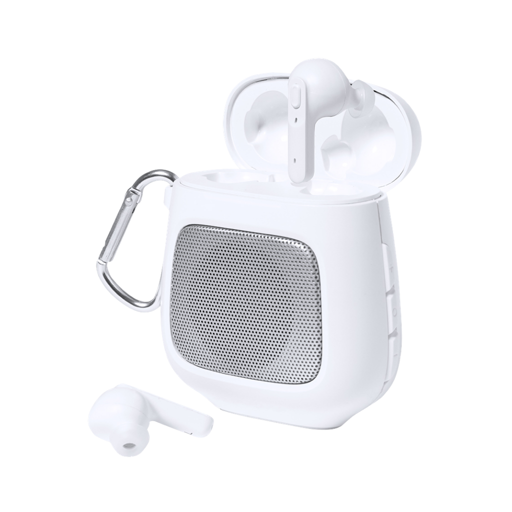 [P299163] Auriculares con bocina, con conexión Bluetooth  5.0, ABS, 7.5 x 8.7 x 4 cm, Blanco