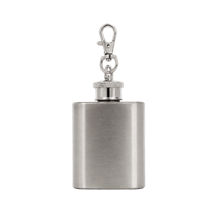 Llavero petaca,  acero inox, 30 ml, Plateado