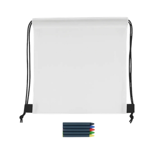 Mochila, Tela ecólogica, Blanco, 25*30 cm, con 5 crayones de cera