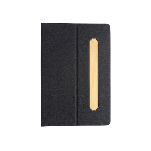 [P299212] Libreta, RPET, Negro, A5, Lock plegable para posacelular