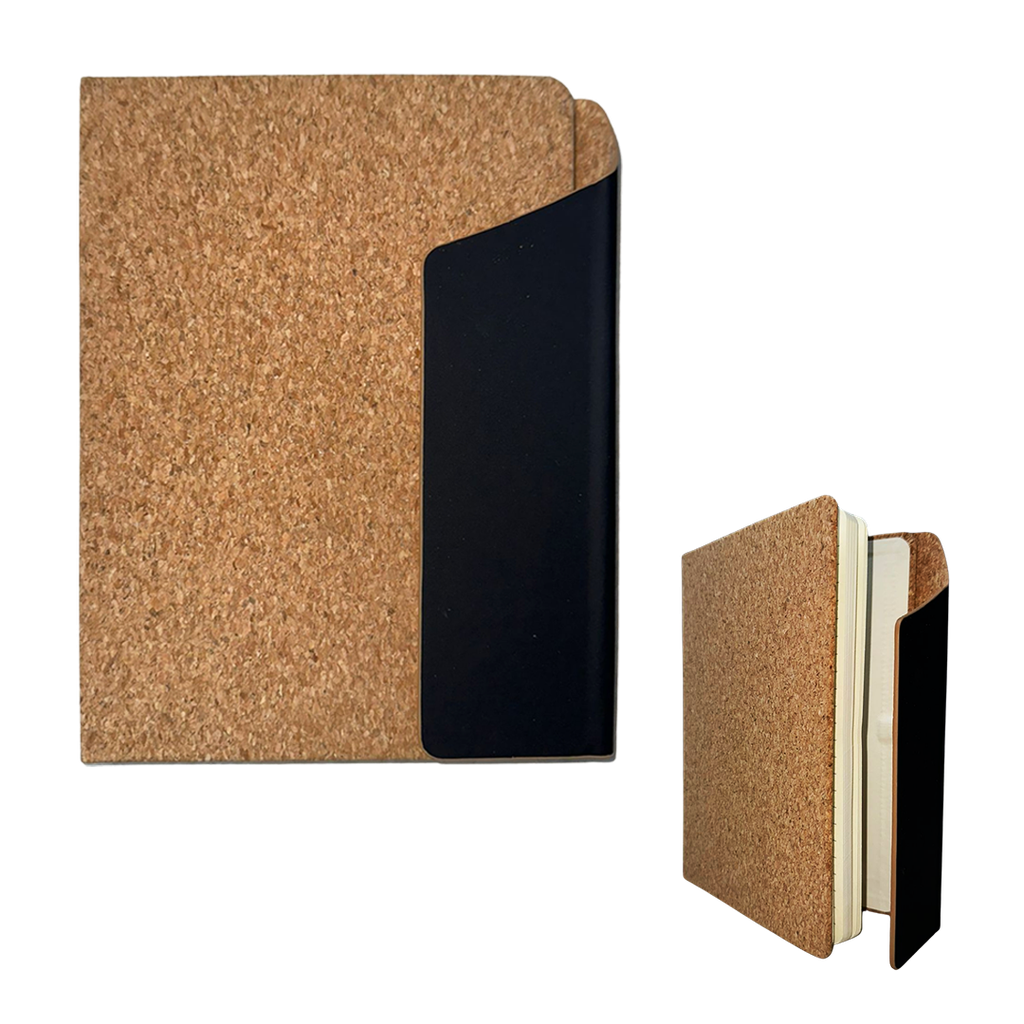 [P299216] Libreta, Corcho, Negro, A5, Suit con pestaña PU magnética para cierre
