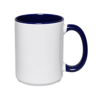 Pocillo Ac, Ceramica, Blanco con el fondo Azul y mango azul  16 Oz