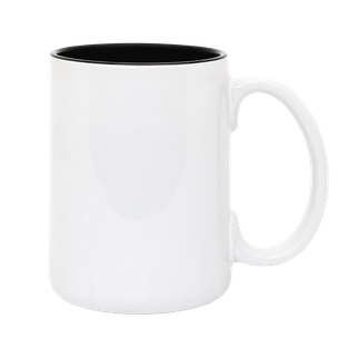 Pocillo  Ac, Ceramica,  Blanco con el fondo  Negro 16 Oz