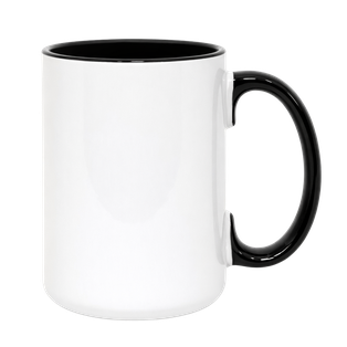 Pocillo Ac, Ceramica, Blanco con el fondo Negro con el mango Negro 16 Oz