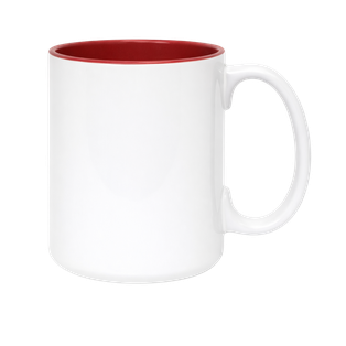 Pocillo Cd, Ceramica,  Blanco con el fondo Rojo 16 Oz
