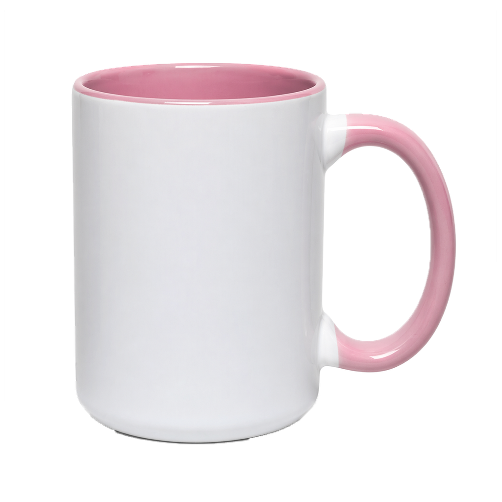 [H590031] Pocillo Ef, Ceramica, Blanco con fondo y mango Rosado 16 onazas