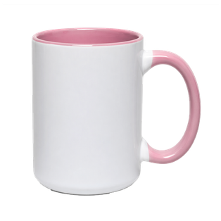 Pocillo Ef, Ceramica, Blanco con fondo y mango Rosado 16 onazas